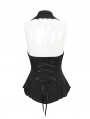 Black Gothic Sexy Button Front Sleeveless Halter Shirt for Women