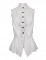 White Gothic Sexy Button Front Sleeveless Halter Shirt for Women