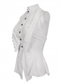 White Gothic Sexy Button Front Sleeveless Halter Shirt for Women