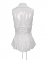 White Gothic Sexy Button Front Sleeveless Halter Shirt for Women