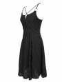 Black Gothic Punk Studded Sexy Slit Cross Strap Short Dress