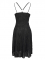 Black Gothic Punk Studded Sexy Slit Cross Strap Short Dress