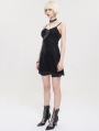 Black Gothic Punk Sexy Hollow Out Lace Up Short Strap Dress