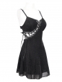 Black Gothic Punk Sexy Hollow Out Lace Up Short Strap Dress