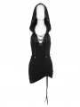 Black Gothic Punk Skull Drawstring Sexy Hooded Bodycon Dress