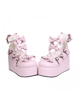 Pink/White/Black/Red Sweet Bow Lolita Platform Shoes