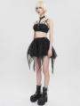 Black Gothic Street Fashion Patterned Irregular Short Skirt