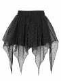 Black Gothic Street Fashion Patterned Irregular Short Skirt