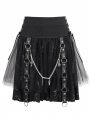 Black and Gray Cross Pattern Gothic Chain Belt Short Skirt