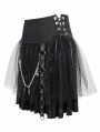 Black and Gray Cross Pattern Gothic Chain Belt Short Skirt