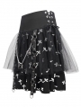 Black and White Cross Pattern Gothic Chain Belt Short Skirt