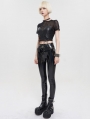 Black Sexy Gothic Punk PU Leather Bustier Crop Short Top for Women