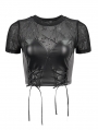 Black Sexy Gothic Punk PU Leather Bustier Crop Short Top for Women