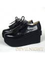 Black/White Classic Lolita Platform Shoes With Chalaza and Tassels