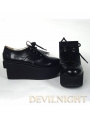 Black/White Classic Lolita Platform Shoes With Chalaza and Tassels