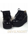 Black/White Classic Lolita Platform Shoes With Chalaza and Tassels