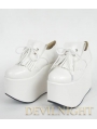 White Classic High Platform Lolita Shoes With Tassles Design