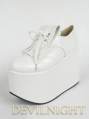 White Classic High Platform Lolita Shoes With Tassles Design