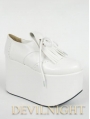 White Classic High Platform Lolita Shoes With Tassles Design