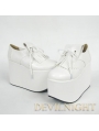 White Classic High Platform Lolita Shoes With Tassles Design