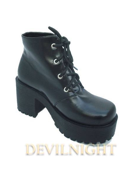 Black Gothic Lolita High Heel Ankle Boots - Devilnight.co.uk