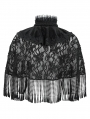 Black Vintage Gothic Victorian Lace Tasseled Cape for Women
