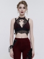 Black and Red Sexy Gothic Lace Velvet Short Corset Top for Women