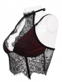 Black and Red Sexy Gothic Lace Velvet Short Corset Top for Women