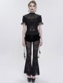 Black Gothic Sexy Casual Feather Long Velvet Flare Pants for Women