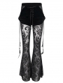 Black Gothic Sexy Casual Feather Long Velvet Flare Pants for Women