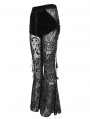 Black Gothic Sexy Casual Feather Long Velvet Flare Pants for Women