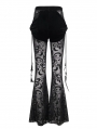 Black Gothic Sexy Casual Feather Long Velvet Flare Pants for Women