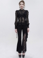 Black Sexy Gothic Lace Velvet Ruffle Long Sleeve Shirt for Women