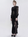 Black Sexy Gothic Lace Velvet Ruffle Long Sleeve Shirt for Women