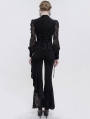 Black Sexy Gothic Lace Velvet Ruffle Long Sleeve Shirt for Women