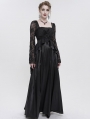 Black Elegant Gothic Retro Lace Appliqued Long Party Dress