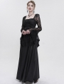 Black Elegant Gothic Retro Lace Appliqued Long Party Dress