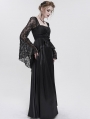 Black Elegant Gothic Retro Lace Appliqued Long Party Dress