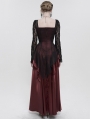 Wine Red Elegant Gothic Retro Lace Appliqued Long Party Dress