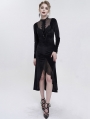 Black Vintage Gothic Velvet Slit Long Sleeve Fishtail Party Dress