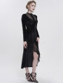 Black Vintage Gothic Velvet Slit Long Sleeve Fishtail Party Dress