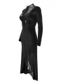 Black Vintage Gothic Velvet Slit Long Sleeve Fishtail Party Dress