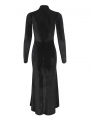 Black Vintage Gothic Velvet Slit Long Sleeve Fishtail Party Dress