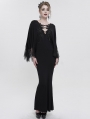 Black Elegant Gothic Lace Cape Long Mermaid Dress
