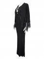 Black Elegant Gothic Lace Cape Long Mermaid Dress