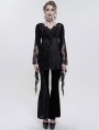 Black Gothic Lace Tasseled Long Trumpet Sleeve Shirt for Women