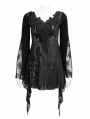 Black Gothic Lace Tasseled Long Trumpet Sleeve Shirt for Women