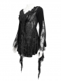 Black Gothic Lace Tasseled Long Trumpet Sleeve Shirt for Women