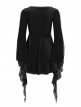 Black Gothic Lace Tasseled Long Trumpet Sleeve Shirt for Women