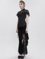 Black Vintage Gothic Lace Short Sleeve Slim Shirt for Women